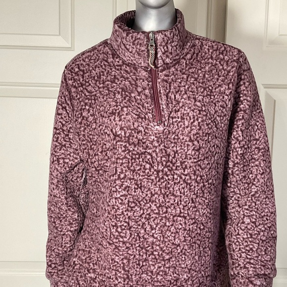 Original Weatherproof Vintage Women's Size Large Sherpa Fleece 1/4 Zip Purple - Picture 1 of 9